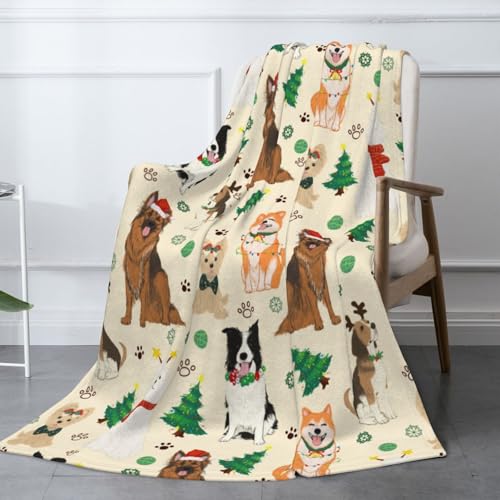 Cute Christmas Dog Throw Blanket Fuzzy Soft Cozy Cute Christmas Dog Blankets Soft Throws Warm Lightweight Plush Fleece Throw Blanket for Kids Men Women Gift Bed Couch Sofa 50"x40"