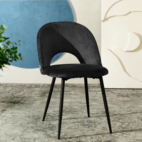HOMLA Tercio - Silla de Terciopelo (47 x 55 x 77 cm), Color Negro