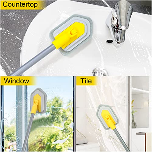 Lalafancy Shower Cleaner Brush With Long Handle 46'' Tub Tile Scrubber Brush Non Abrasive Cleaning Brush Replaceable Scouring Pad For Shower Floor Wall Sink Cleaner #TOP6