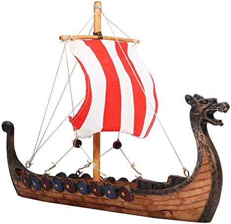 Haokaini Traditional Chinese Dragon Head Pirate Sailboat Resin Crafted Boat Model Viking Pirate Ship Art Craft Boat Ofiice Decoration