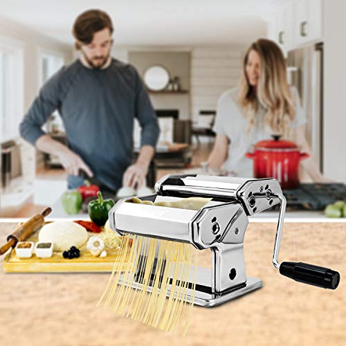 Pasta Maker Deluxe Set, Elegant Life Homemade 150mm Pasta Maker All in one 7 Thickness Settings for Fresh Fettuccine Spaghetti Lasagne Dough Roller Press Cutter Noodle Making Machine Pasta Roller - Thumbnail 7