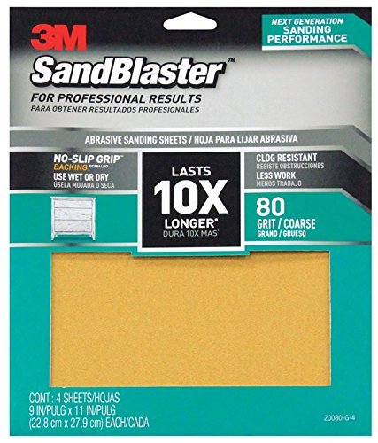 3M SandBlaster 11 in. L x 9 in. W 80 Grit Coarse Ceramic Sandpaper 4 pk