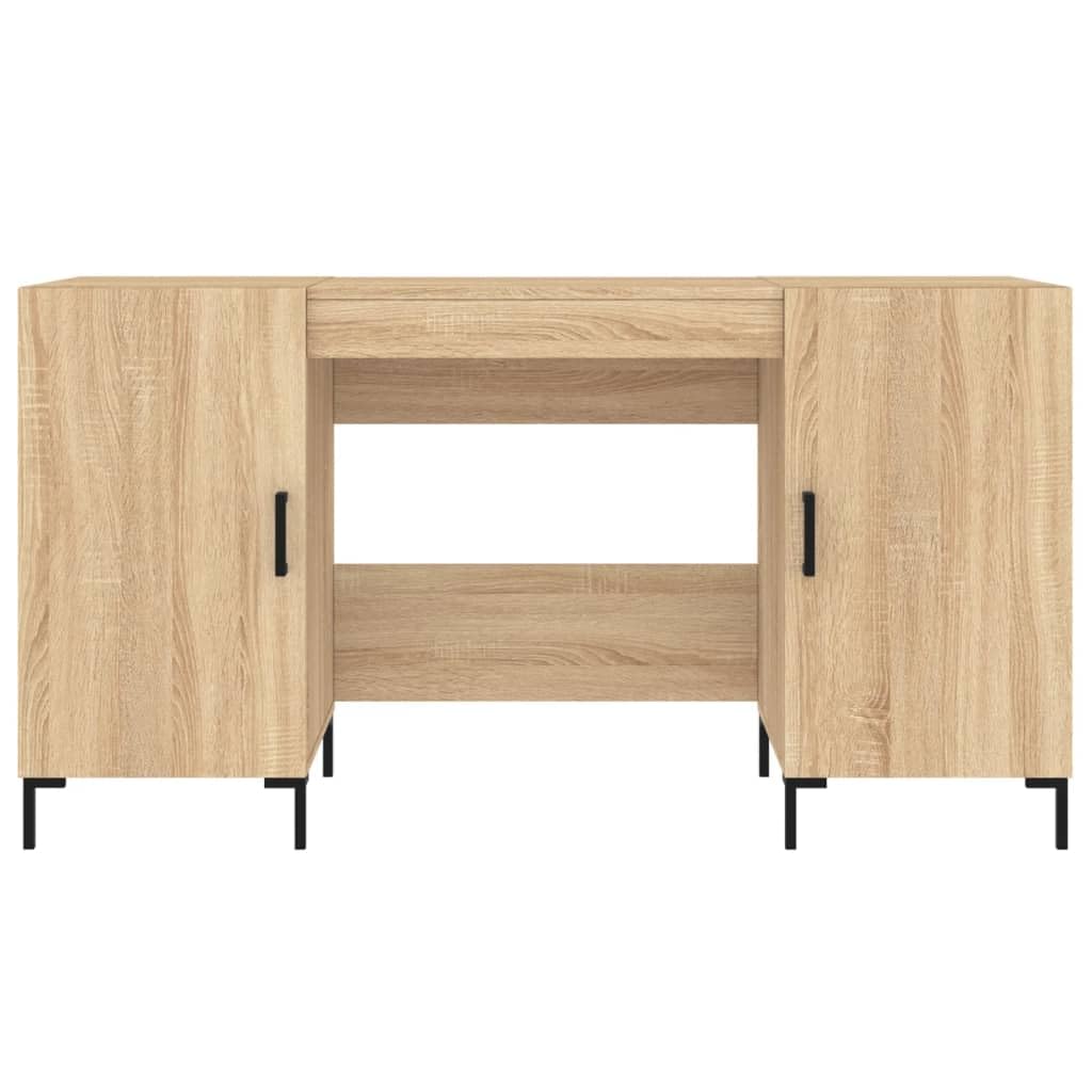 Scrivania Sonoma rovere 140 x 50 x 75 cm, materiale in legno, resistente, con 4 scomparti, ideale per casa, ufficio, giochi, piccoli spazi