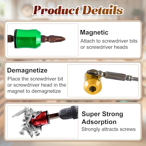 Strong Magnetic Screw Ring, Screwdriver Head Magnetic Ring, Removable Magne-tic Screwdriver Drill Bit Holder for Hex Screwdrivers and Power Bits (3Pcs)