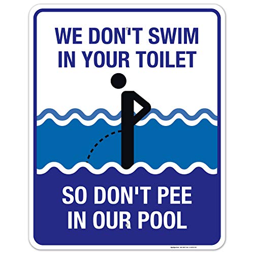 Cartel divertido para piscina 24x30 pulgadas aluminio miniatura 1