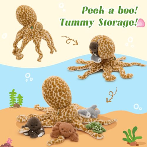 Image of Octopus Stuffed Animal with 4 Sea Animals, 23.6 inch Sea Life Plush