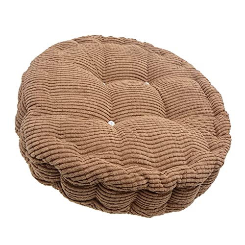 Brown Floor Pillow, Soft Round Seat Cushion (15" Dia.x 3.6''