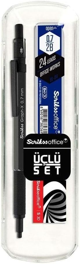 Scrikss Office Graphx Set of 3 Versatile Pencils 0.7 Mm of My Anthracite Eraser 0.7 Mm