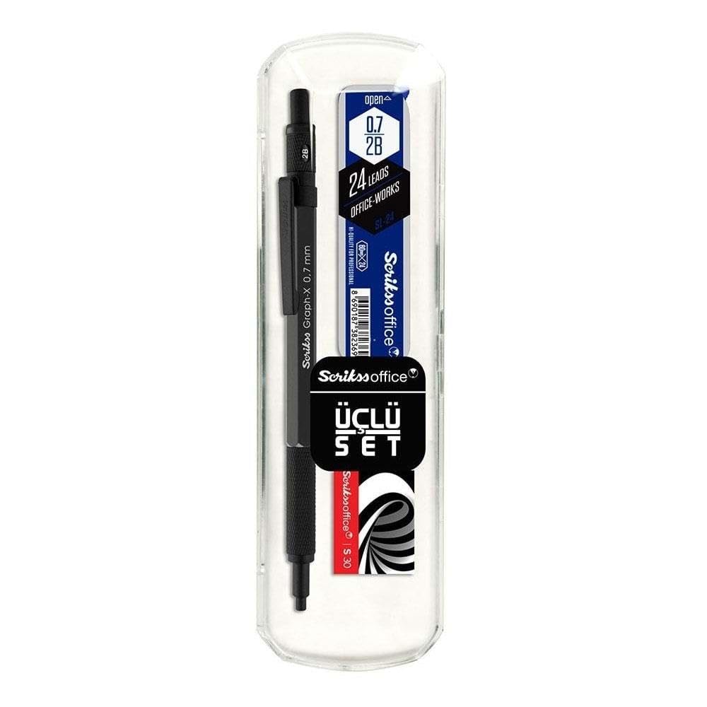 Scrikss Office Graphx 3'lü Set Versatil Kalem 0.7 Mm Antrasitsilgimin 0.7 Mm