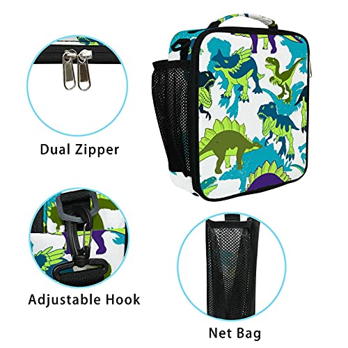 Lancheira térmica térmica com motivo de dinossauro T Rex reutilizável bolsa quadrada organizadora pa