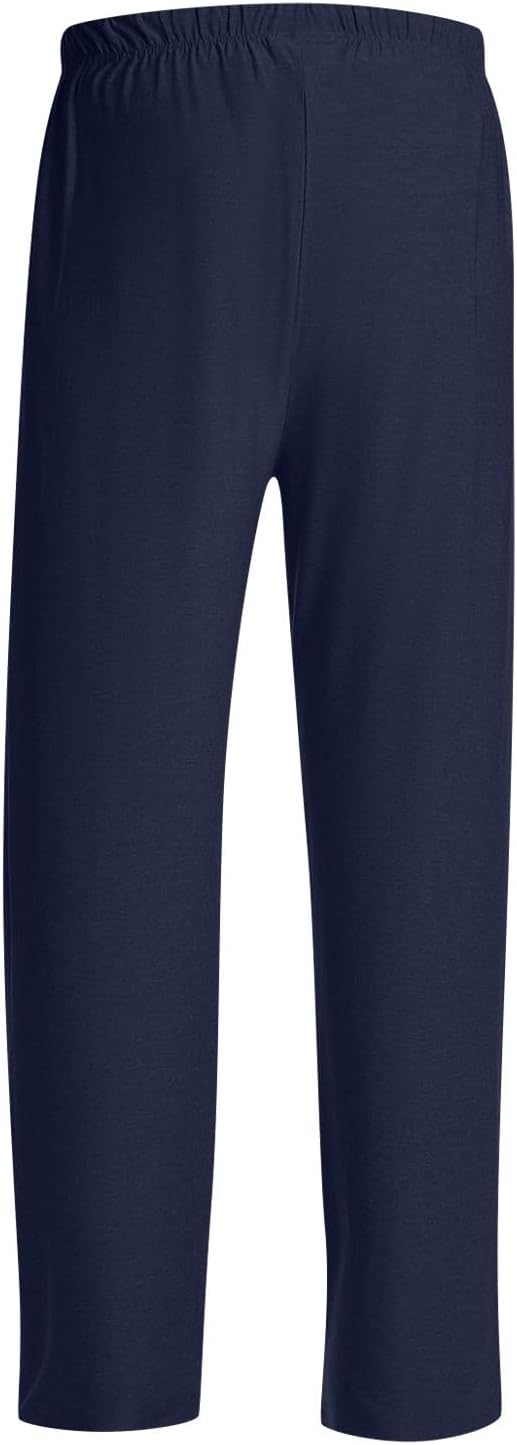 WENKOMG1 Men's Pajama Pant, Lightweight Solid Lounge Sleep Pj Pants with Pockets and Button Fly Sleepwear Pants, S-3XL