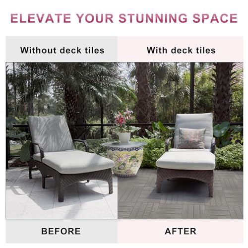 Plastic Interlocking Deck Tiles 12 Pack, 12in Waterproof Patio Flooring by FHWTY - Used condition - Image 5