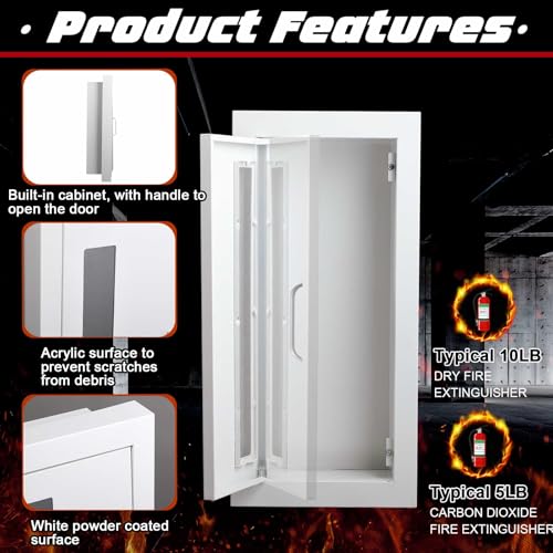 image for Zonon 2 Pcs Semi Recessed Fire Extinguisher Cabinet Industrial Archite