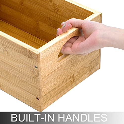 Deayou Bamboo Storage Bin, Bamboo Storage Box Crate Organizer Cube Container, Natural Deep Cubby Basket Holder With Handle For Bathroom, Books, Toys, Snack, Decor, Home, Kitchen, Office, Modular Open #TOP3