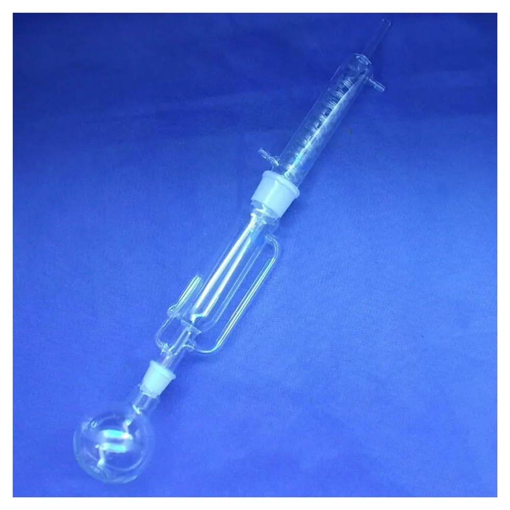 Lote de 2 unidades de cristalería de laboratorio de 250 ml, Soxhlet, con condensador y extractor.