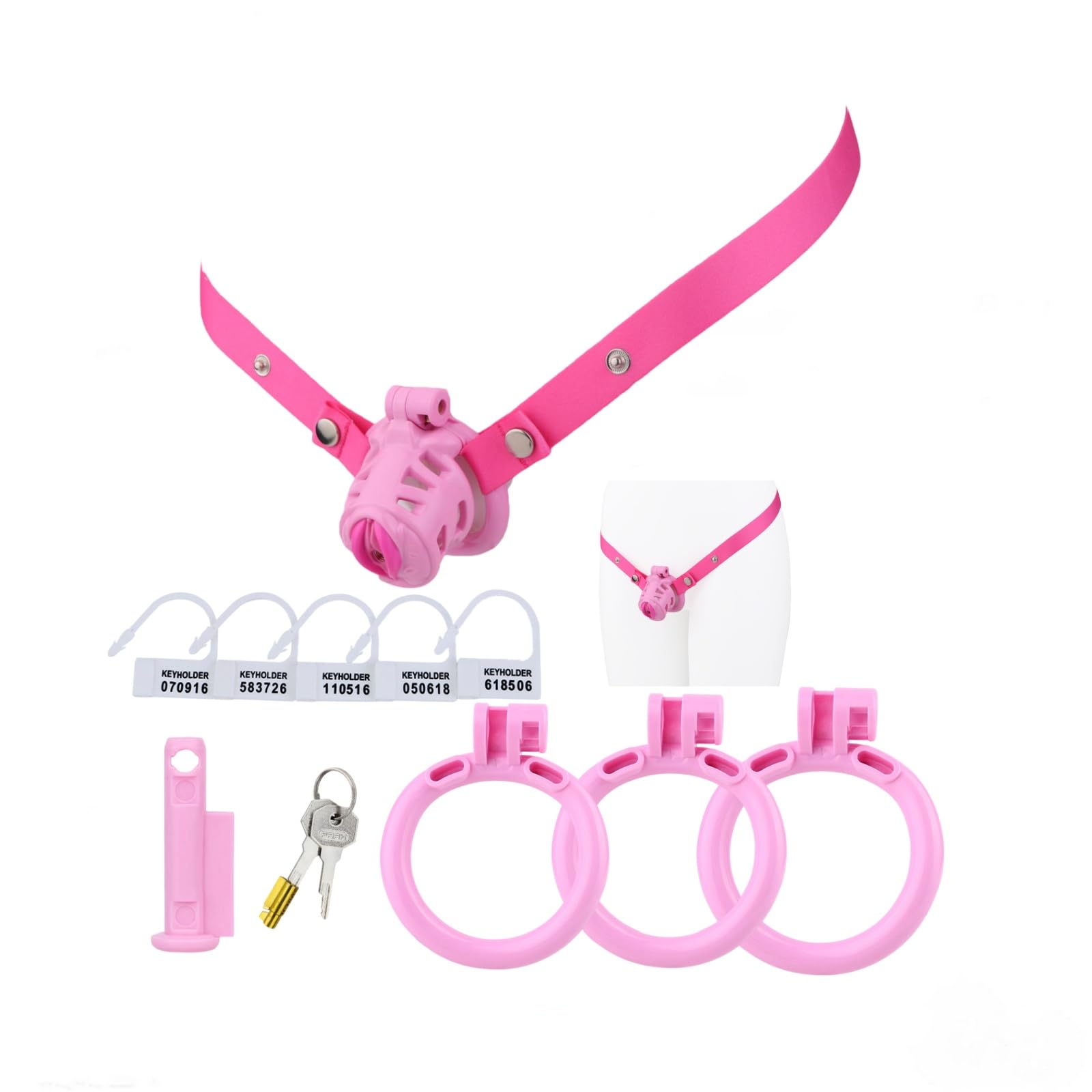 Jaula de ejercicio de resina ABS para hombre-eshlZ75(Rosa, Estándar+Cinta) | Accesorio de herramienta ejercicio de protección pequeña oculta