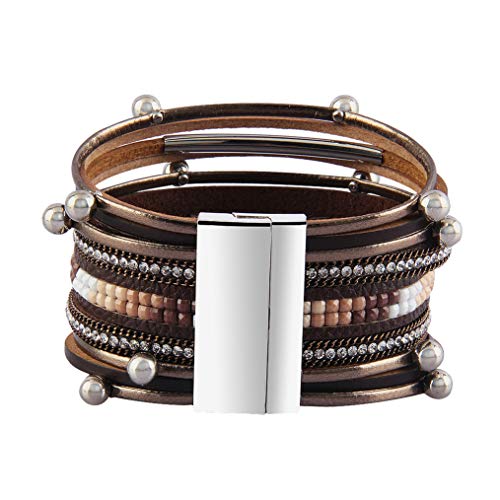 Jeilwiy Leather Wrap Around Bracelet Multi Rope Boho Bracelets Cuff Bangle Baroque Pearls Handmade Bohemian Jewelry For Women, Teens Girl, Daughter, Sister Gifts #TOP1