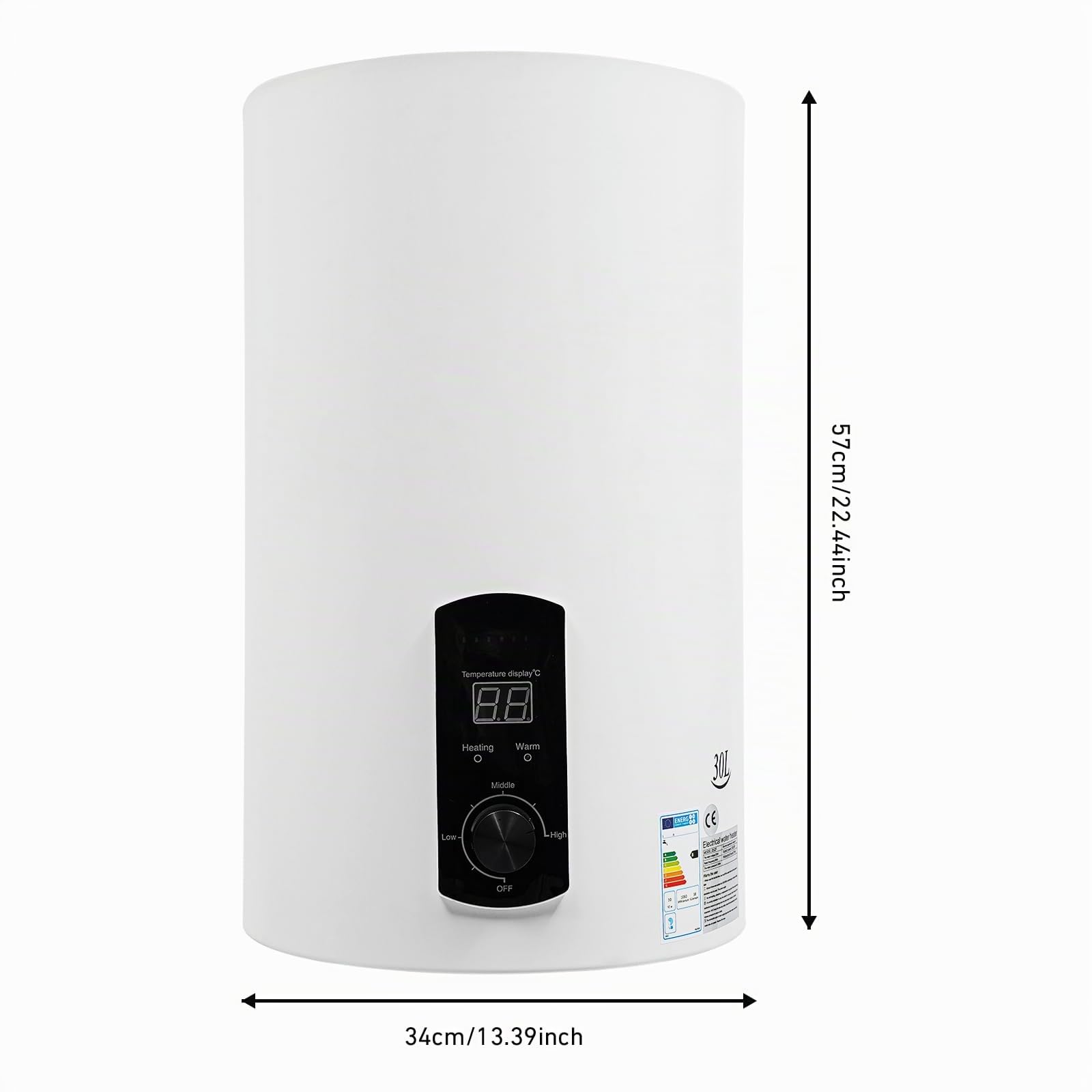 Calentador de agua con tanque de 2000 W con funda de hierro (capacidad del tanque 30 l) para cocinas, baños, bares, restaurantes, hoteles, peluquerías