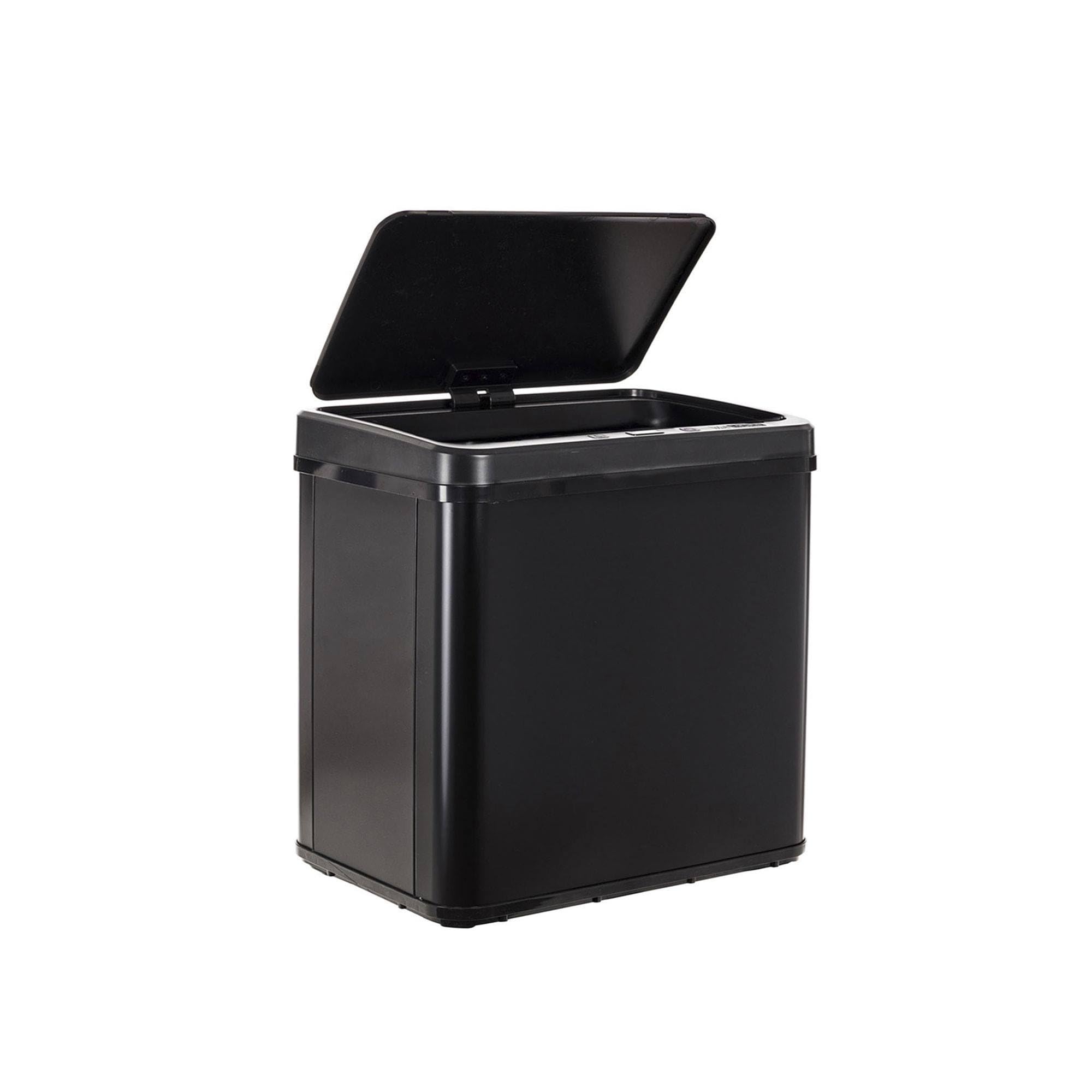 WELL HOME MOBILIARIO & DECORACIÓN Cubo de Basura inteligente para Reciclaje SIN patas, con apertura automática y contacto manual, capacidad 15L+15L, Alto: 60 (x35,5x26cm), Color Negro