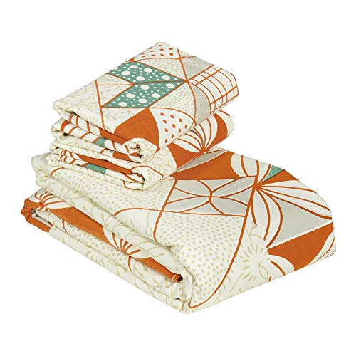 Image of Story@Home Pandora Collection 152 TC 100% Cotton Bedsheet for Double Bed with 2 Pillow Covers (90 X 108 Inch, Off White & Orange)