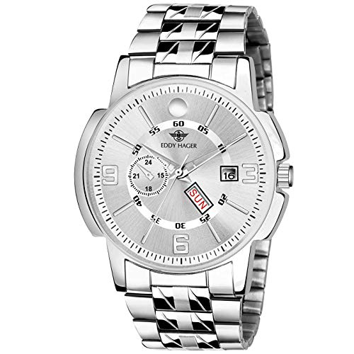 EDDY HAGER Time Teacher Men’s Watch (Silver Dial Silver Colored Strap)