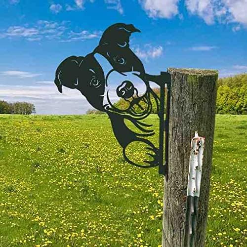 Miniatura 2 de Arte de metal para perro que mira de granja, decoración de valla de jardín, decoración de pared para colgar en el patio trasero, decoración de pared