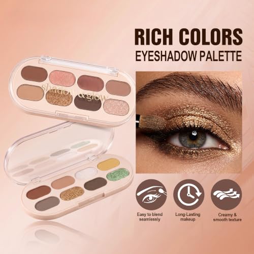 AKARY Highly Basics Eye Makeup Palette, 8-Color Multi-Use Eyeshadow Palette (2#) - Image 3