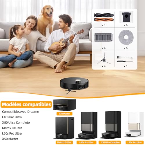 Brosse principale DREAME X50 Ultra et kit pour garder une maison propre avec animaux - 3