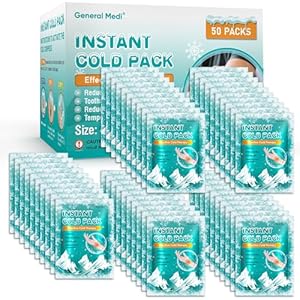 Instant Ice Cold Pack (4”x 5.5”) – Set of 50 Disposable Cold Therapy Ice Packs for Pain Relief, Swelling, Inflammation, Sprains, Strained Muscles, Toothache – for Athletes & Outdoor Activities