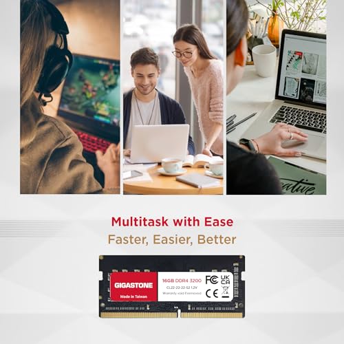 Image of 【DDR4 RAM】 Gigastone Laptop RAM 16GB DDR4 16GB DDR4-3200MHz PC4-25600 CL22 1.2V 260 Pin Unbuffered Non ECC SODIMM for Notebook Laptop Memory Module (Laptop ONLY)