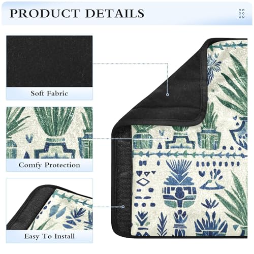 Image of Ink Cactus Blue Aztec Seat Belt Cover Pad 2 Pcs Soft Cute Seatbelt Covers Protector Support Head Neck Shoulder Strap for Car Seats High Chair Backpack for Adults Kids Women Men 10x7.7In 2 Pack
