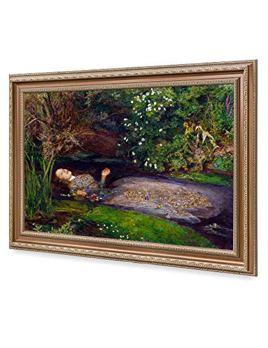 Decorarts - Ophelia By John Everett Millais. Giclee Print On Canvas. Professionally Framed For Home And Office Decor. Ready To Hang. Canvas Print Size: 30X20In Total Framed Size: 36X26 #TOP6
