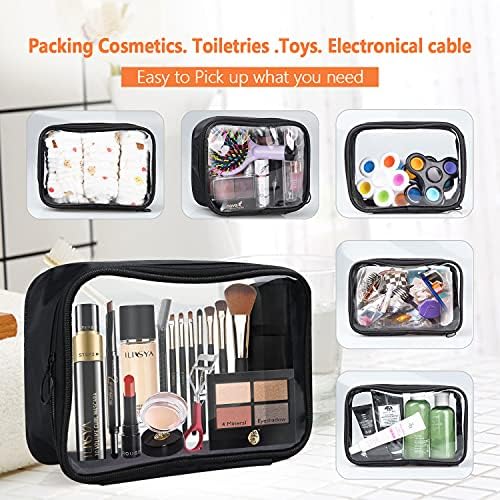 Clear Toiletry Bag, TRIPON 3PC TPU Clear Toiletries Bag TSA Approved Carry on Liquid Makeup Cosmetic Bag Pouch for Airflight Travel Wash Bag Bathroom Shower Caddy for Women (3 Size- 1L +1M + 1S )
