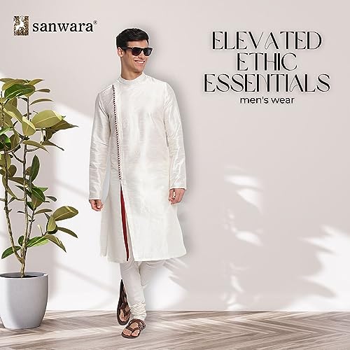 Image of Sanwara Sanwara Men Deep Blue Solid Pattern Straight Kurta