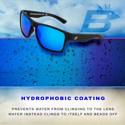 Birdz Eyewear Glide Sunglasses for Men or Women Scratch Resistant Lens Lightweight Black Square Frame Blue Mirror Lens3