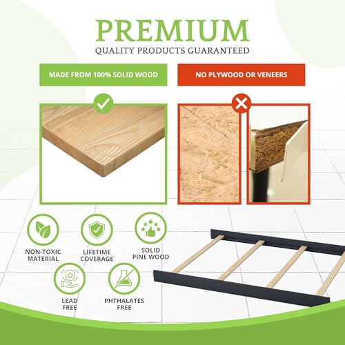 Image of Full-Size Conversion Kit Bed Rails for Oxford, Soho, Ozlo & Avalon Baby Convertible Cribs - Solid Wood - Toddler & Adult Rail for Full-Size Bed - Nursery & Baby Furniture (Midnight Slate Hook-On Kit)