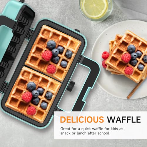 Máquina de sándwich 3 en 1, gofrera de 1200 W con control de temperatura de 5 velocidades, máquina de sándwich con 3 placas antiadherentes para sándwich, gofres, carne, luces LED, verde menta - imagen 4