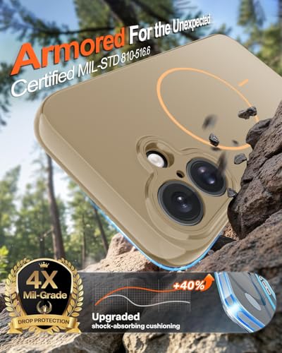 Image of Magnetic for iPhone 16 Plus Case,Shockproof Matte Cover,Desert Gold | with Screen Protector,Compatible with MagSafe,Military Grade Drop Protection,Full Camera Protection,Non-Slip Design Case
