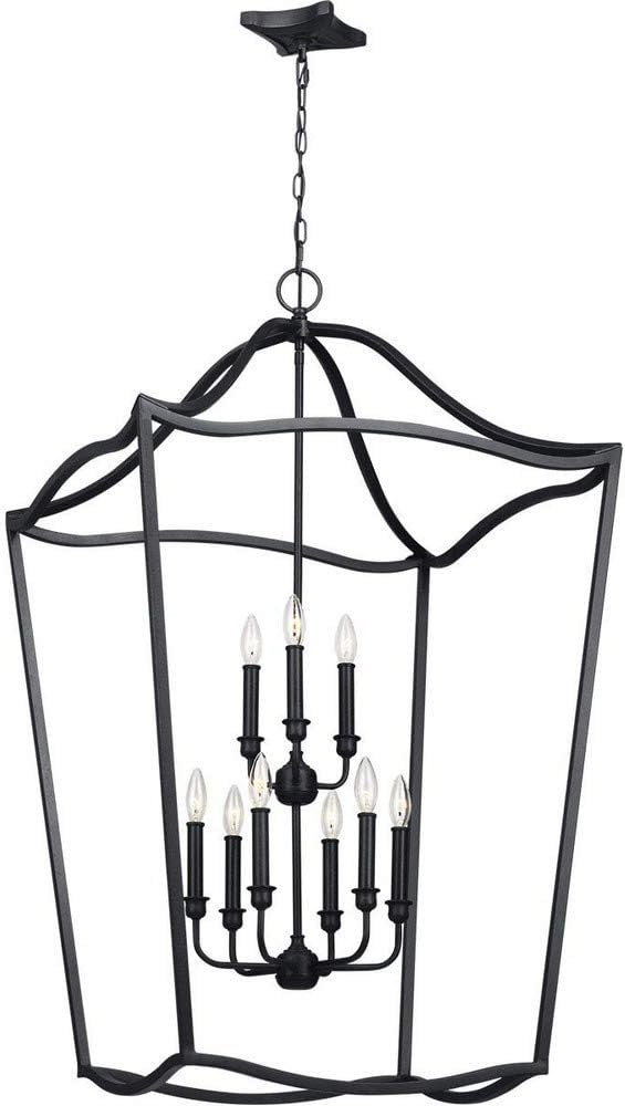 Feiss F2977/9AF Yarmouth Candle Chandelier Pendant Lighting, Iron, 9-Light (26"W x 46"H) 540watts