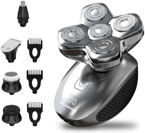 MAXGROOM Head Shavers for Bald Men, 5D Bald Head Shavers for Men, Electric Razor with LED Display, IPX6 Waterproof, USB Rechargeable, Magnectic Detachable for Easy Cleaning