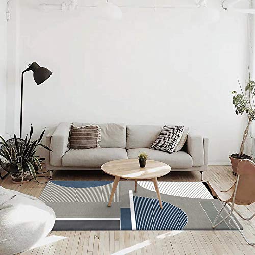 Grand tapis de zone bleu gris 120x180cm lavable pour couloir et chambre moderne