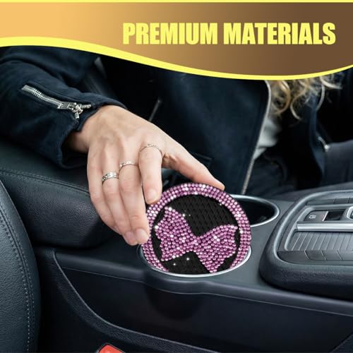 Portavasos para auto con moño brillante rosa 2 pcs miniatura 4