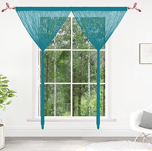 Taiyuhomes String Door Curtains Fly Screen Curtain For Window Decorations Living Room Doorways Crystal Plain Tassel (Blue2 - Image 2