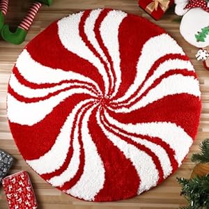 Ceenna Christmas Bathroom Rugs Decor Christmas Candy Rug Candy Bath Mat 24 x 24 Inch Absorbent Bathtub Bathroom Doormats Non Slip Washable Toilet Rug