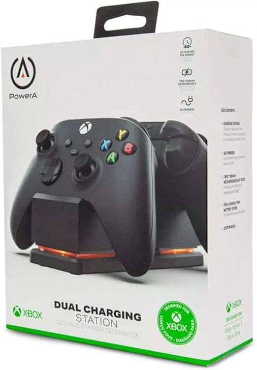 PowerA Dual Charging Station for Xbox Black, Wireless Controller