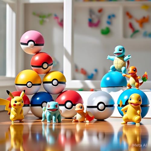 Image of Pokemon Mini 1-Inch Battle Figures in 3-Inch Poke Ball - Original Size Collectible Toy (2 Pack)