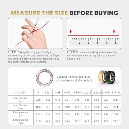 Smart Ring for Women & Men, Health Tracker Ring with Heart Rate, Blood Oxygen,Blood Pressure, IP68 Waterproof Fitness Ri - Additional View