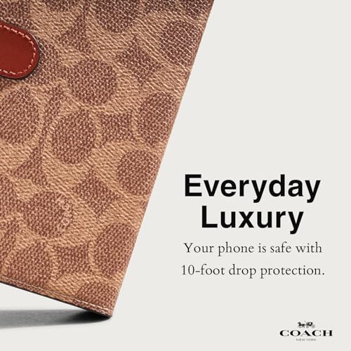 Coach Signature Canvas Two Piece Detachable Wallet Folio iPhone 15 Plus Case, Compatible with Wireless Charging - Signature Tan - image 3