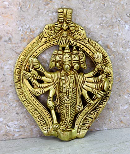 ESPLANADE Brass Panchmukhi Hanuman Wall Hanging Anjaneya Pavan Putra Bajrangbali Maruti Idol Murti Moorti Statue - 6" Inches
