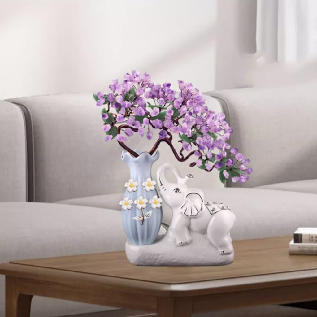 Plantas artificiales para interiores, hogar, sala de estar, entrada, TV, decoración de gabinete de vino, inauguración de la casa, regalo para el hogar, adorno tallado de jade